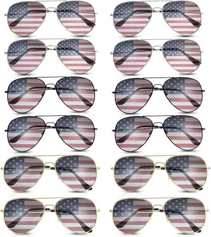 Mepase 12 Pack Mens Women American Flag Sunglasses USA Flag Glasses for 4th of July for Independence Day Patriotic Decoration in Kuwait