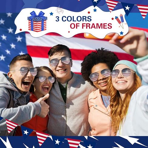 Mepase 12 Pack Mens Women American Flag Sunglasses USA Flag Glasses for 4th of July for Independence Day Patriotic Decoration in Kuwait