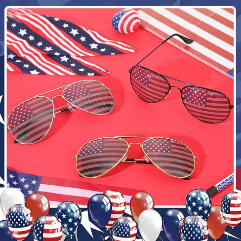 Mepase 12 Pack Mens Women American Flag Sunglasses USA Flag Glasses for 4th of July for Independence Day Patriotic Decoration in Kuwait