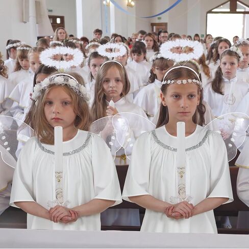 Chuangdi 48 قطعة أزياء المهد للأطفال أجنحة وعصابات الرأس للأطفال كنيسة رياض الأطفال بسيطة المهد اللعب النصي in Kuwait