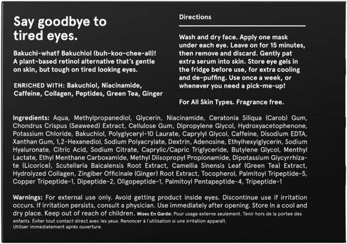 BRO MASK وسادات جل تحت العين: رقع العين المبردة للهالات السوداء والانتفاخ | مجموعة لصقات العين الهيدروجيلية المضادة للشيخوخة مع باكوشيول والشاي الأخضر وحمض الهيالورونيك والكافيين والنياسيناميد/فيتامين ب3-6 أزواج in Kuwait