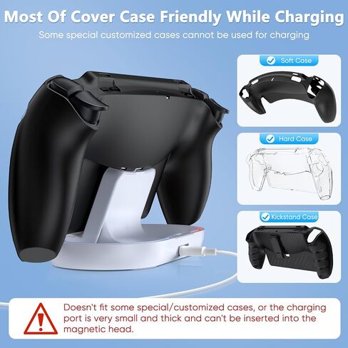 Charger Station for PlayStation Portal Console- Case Friendly, Charging Dock with RBG Light Charger Stand & USB Type C Cable, Magnetic Type C Port for PS5 Ps Portal Charging with Case on (Black) in Saudi Arabia