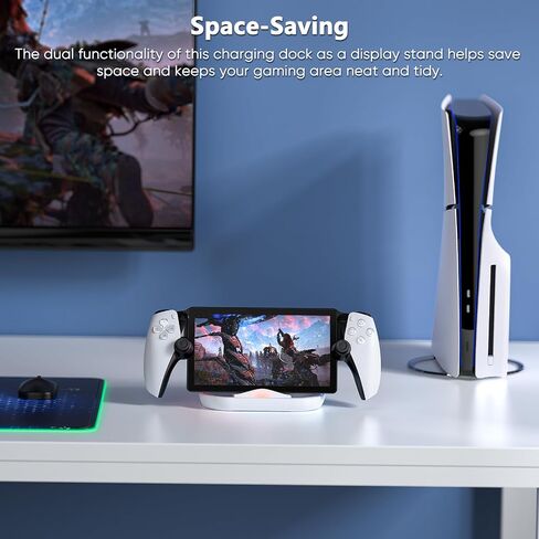 Charger Station for PlayStation Portal Console- Case Friendly, Charging Dock with RBG Light Charger Stand & USB Type C Cable, Magnetic Type C Port for PS5 Ps Portal Charging with Case on (Black) in Saudi Arabia