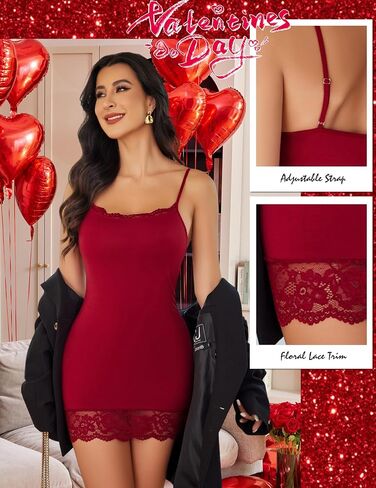 Avidlove Nightgowns for Women Sexy Lace Trim Mini Slip Dress Modal Sleepwear Babydoll Lingerie Nightdress in Saudi Arabia