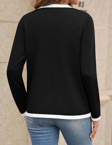 HAEOF Womens 2024 Fall Long Sleeve Button Up Cardigan Sweaters Crewneck Soft Lightweight Dressy Trendy Outwear with Pockets in Saudi Arabia