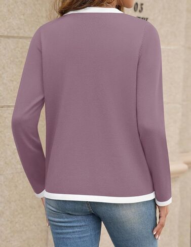 HAEOF Womens 2024 Fall Long Sleeve Button Up Cardigan Sweaters Crewneck Soft Lightweight Dressy Trendy Outwear with Pockets in Saudi Arabia