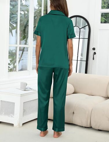 KCW Pajamas for Women Set 2 Piece Silk Lounge Sets Pj Sets Satin Long/Short Sleeve Button Down Sleepwear Outfits in Saudi Arabia