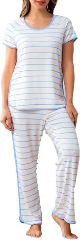 Stripe Women's Pajama Set Luxurious Sleepwear Sets, Two-Piece Loungewear PJs Sets for Nightwear, Lounge Set & Sleepwear in Saudi Arabia