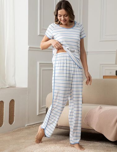 Stripe Women's Pajama Set Luxurious Sleepwear Sets, Two-Piece Loungewear PJs Sets for Nightwear, Lounge Set & Sleepwear in Saudi Arabia