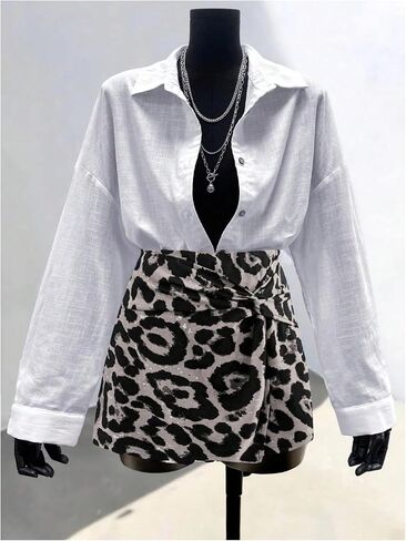 Milumia Women's Leopard Print High Waisted Mini Skort Shorts Twist Front Wrap Short Skirts in Saudi Arabia