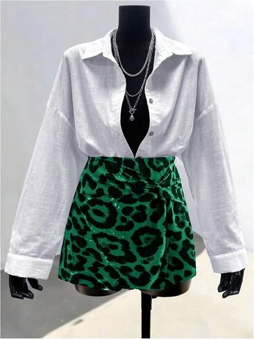 Milumia Women's Leopard Print High Waisted Mini Skort Shorts Twist Front Wrap Short Skirts in Saudi Arabia