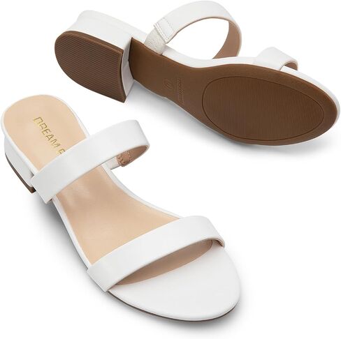 DREAM PAIRS Women's Slides Heels Slip On Low Block Sandals Two Strap Open Round Toe Chunky Casual Summer Mules Shoes in Saudi Arabia