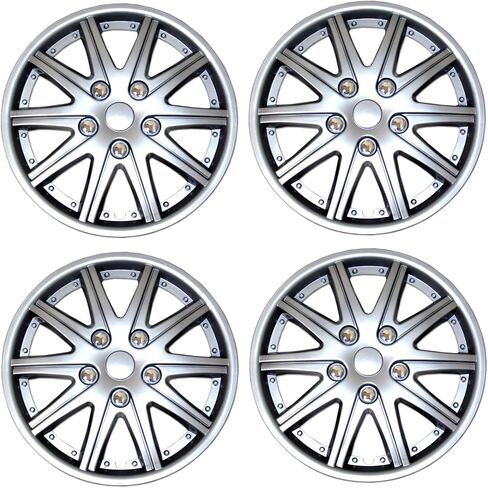 TuningPros WSC3-029S15 طقم 4 قطع من النوع الإضافي (منبثق) 15 بوصة غطاء عجلة Hubcap باللون الفضي المعدني in Kuwait