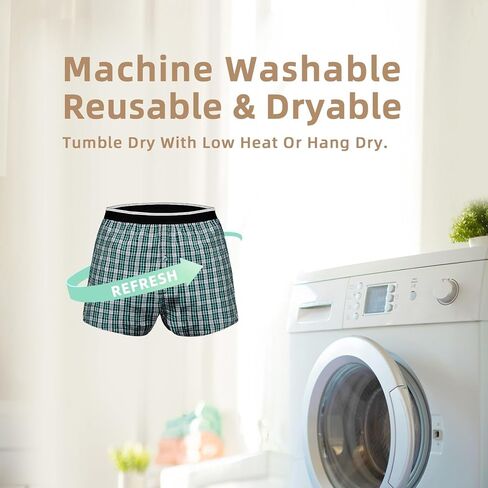 Mens Incontinence Underwear Washable 150 ml Absorbency Reusable Leak Proof Boxer Shorts with Front Fly in Kuwait