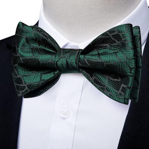 DiBanGu Christams Bow Ties for Men Self Tied Bow Tie Set with Pocket Square Cufflinks Silk Jacquard Woven Bow Tie in Saudi Arabia