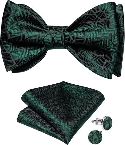 DiBanGu Christams Bow Ties for Men Self Tied Bow Tie Set with Pocket Square Cufflinks Silk Jacquard Woven Bow Tie in Saudi Arabia