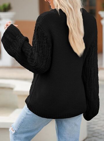 EVALESS Sweaters for Women 2024 Trendy Casual Crewneck Long Sleeve Cable Knit Pullover Sweaters Tops Fall Clothes in Saudi Arabia