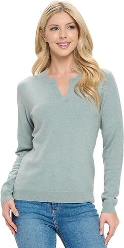 Women's 100% Cashmere Soft Long Sleeve V Neck Crew Neck Sweater in Saudi Arabia