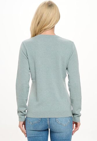 Women's 100% Cashmere Soft Long Sleeve V Neck Crew Neck Sweater in Saudi Arabia