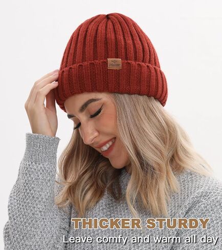 Winter Beanie Hat for Men and Women, Warm Double-Layered Knit Beanie in Multiple Colors to Go with Everything in Kuwait