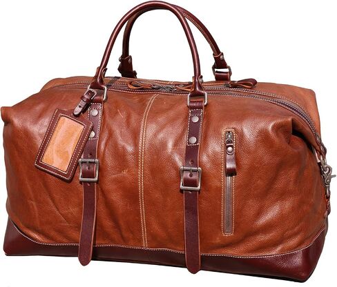 IBLUE Vintage Travel Duffel Bag Genuine Full Grain Leather Weekender Bag Gym Handbag in Saudi Arabia