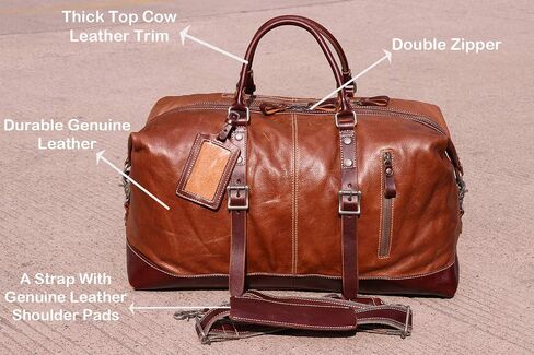 IBLUE Vintage Travel Duffel Bag Genuine Full Grain Leather Weekender Bag Gym Handbag in Saudi Arabia