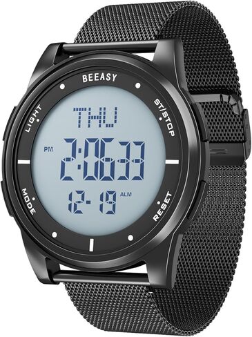 Beeasy Unisex Digital Watch Fashion Sleek Minimalist Mesh Stainless Steel with Alarm Waterproof Chronograph Watches for Men/Women with Auto Date in Saudi Arabia