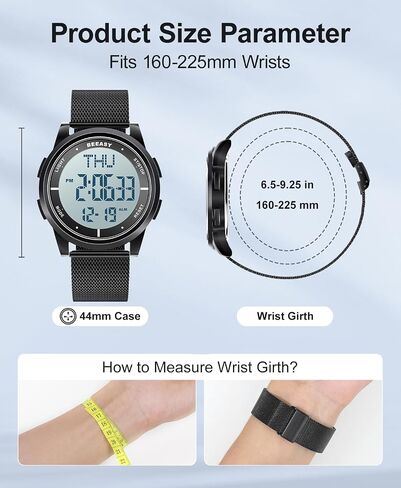 Beeasy Unisex Digital Watch Fashion Sleek Minimalist Mesh Stainless Steel with Alarm Waterproof Chronograph Watches for Men/Women with Auto Date in Saudi Arabia