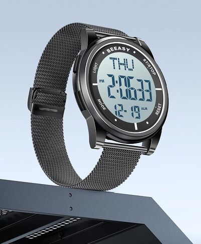Beeasy Unisex Digital Watch Fashion Sleek Minimalist Mesh Stainless Steel with Alarm Waterproof Chronograph Watches for Men/Women with Auto Date in Saudi Arabia