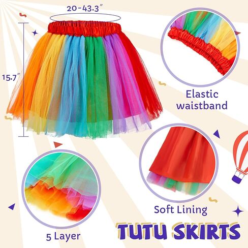 دوريو 5 قطع زي المهرج للنساء السيرك قوس قزح زي الهالوين زي الجوكر المهرج مجموعة إكسسوارات in Kuwait