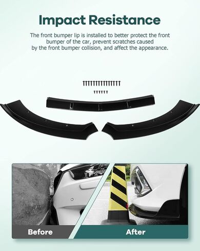 SCITOO 3PCS Black PP Front Bumper Body Kit Spoiler Chin Spoiler Front Bumper Lip Fit for Mustang in Saudi Arabia