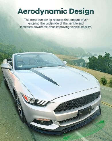 SCITOO 3PCS Black PP Front Bumper Body Kit Spoiler Chin Spoiler Front Bumper Lip Fit for Mustang in Saudi Arabia