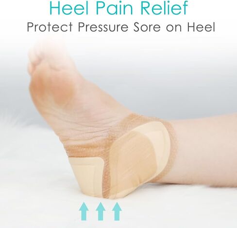 Heel Silicone Foam Dressing Wounds Bandages with Gentle Adhesive Border 8"x 8" Heel Protector Padding for Heel Ulcer Pressure Sore Foot Pain Cracked Heels(Pack of 1) in Kuwait