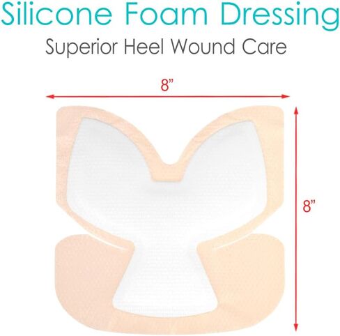Heel Silicone Foam Dressing Wounds Bandages with Gentle Adhesive Border 8"x 8" Heel Protector Padding for Heel Ulcer Pressure Sore Foot Pain Cracked Heels(Pack of 1) in Kuwait