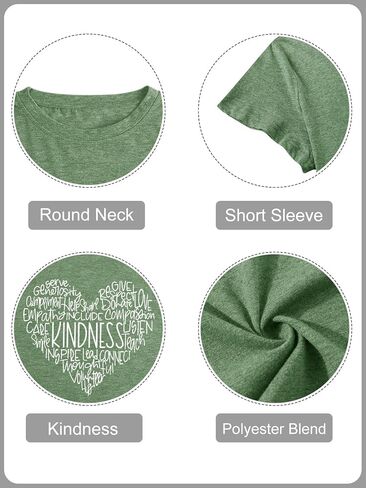 Anbech Women Plus Size Tops Cute Kindness Graphic Be Kind Tees Wildflowers Print Teacher Tops in Kuwait