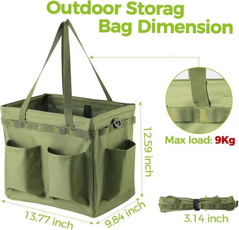 Multifunctional Storage Toolbox Carry Griddle,Large Grill Utensils Accessory Grilling Tools Basket Carrying Caddy Tool Tote Bag Storage Box Camp Cooking bbq Outdoor Picnic Organizer (Black) in Kuwait