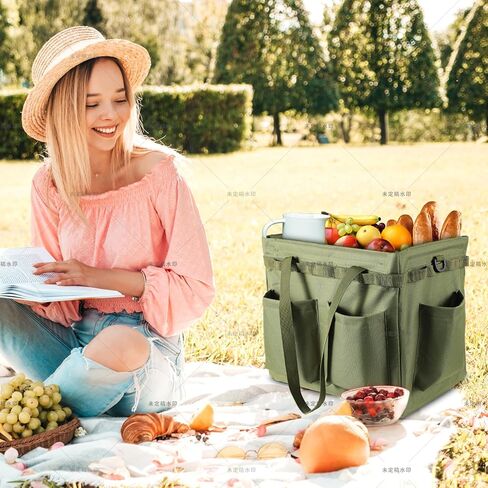 Multifunctional Storage Toolbox Carry Griddle,Large Grill Utensils Accessory Grilling Tools Basket Carrying Caddy Tool Tote Bag Storage Box Camp Cooking bbq Outdoor Picnic Organizer (Black) in Kuwait