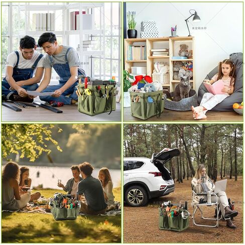 Multifunctional Storage Toolbox Carry Griddle,Large Grill Utensils Accessory Grilling Tools Basket Carrying Caddy Tool Tote Bag Storage Box Camp Cooking bbq Outdoor Picnic Organizer (Black) in Kuwait