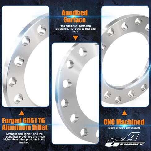 GAsupply 12mm 8 Lug Universal Wheel Spacers, Fit for F250 E350 Ram 2500 3500 Express 3500 K3500 Silverado Suburban 2500 Sierra 2500HD 3500HD, 4pcs 8x6.5 8x165.1 8x170 8x180 1/2 inch Forged Spacer in Kuwait