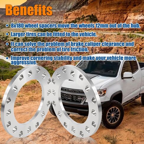 GAsupply 12mm 8 Lug Universal Wheel Spacers, Fit for F250 E350 Ram 2500 3500 Express 3500 K3500 Silverado Suburban 2500 Sierra 2500HD 3500HD, 4pcs 8x6.5 8x165.1 8x170 8x180 1/2 inch Forged Spacer in Kuwait