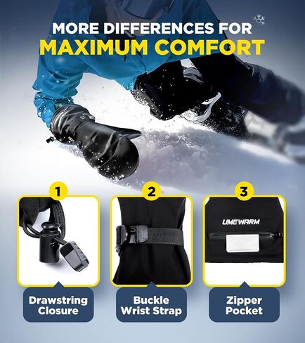 -10°F Winter Ski Mittens for Men & Women Made with 3M C100 Insulation, Double Waterproof Winter Ski Gloves, 2X Warmer Snowboard Mittens with 5-Layer Fabric in Saudi Arabia