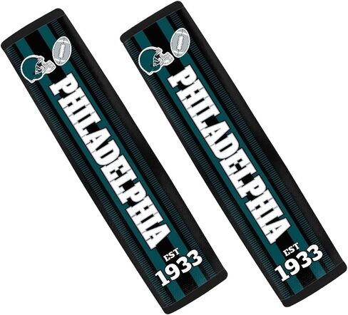 2Pcs for Philadelphia Seat Belt Covers Shoulder Pads,Carbon Fiber Safety Seatbelt Shoulder Strap Covers, Breathable Leather Soft Pad for Philadelphia and Eagles Fans in Saudi Arabia