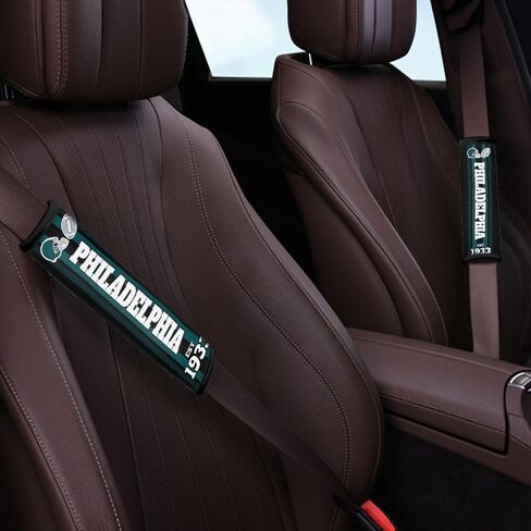 2Pcs for Philadelphia Seat Belt Covers Shoulder Pads,Carbon Fiber Safety Seatbelt Shoulder Strap Covers, Breathable Leather Soft Pad for Philadelphia and Eagles Fans in Saudi Arabia