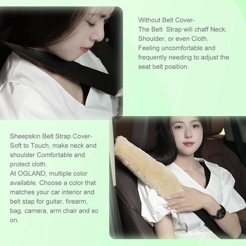 2 Pack 13.4inch Big Plush Soft Wool Sheepskin Seat Belt Cushion, Fluffy Seatbelt Cover Pad for Pacemaker Adults Kids Women Universal Auto Accessory, Grey in Kuwait