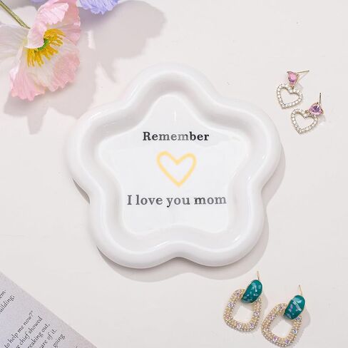BFJLIFE Gifts for Mom from Daughter Son Unique Cool Gifts for Mothers Day Birthday Christmas Ceramic Ring Dish Jewelry Tray I Love You Mom in Saudi Arabia