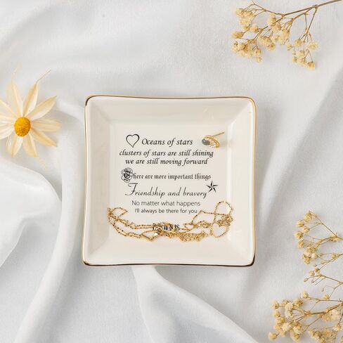 Ring Ceramic Dish Jewelry Tray, Decorative Trinket Dish Plate for Rings Earrings, Necklaces, Key Bowl, Dish Holder Organizer, Gifts for Mom Sister Friends (Sister) in Saudi Arabia