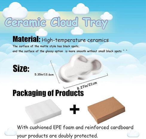 Cloud Jewelry Tray, Cute Ceramic Cloud Decor for Home and Office, Versatile Jewelry and Trinket Organizer, Funky Cloud-Shaped Ceramic Catch-All Dish (Glossy White) in Saudi Arabia