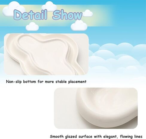 Cloud Jewelry Tray, Cute Ceramic Cloud Decor for Home and Office, Versatile Jewelry and Trinket Organizer, Funky Cloud-Shaped Ceramic Catch-All Dish (Glossy White) in Saudi Arabia