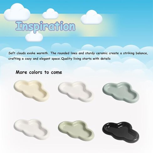 Cloud Jewelry Tray, Cute Ceramic Cloud Decor for Home and Office, Versatile Jewelry and Trinket Organizer, Funky Cloud-Shaped Ceramic Catch-All Dish (Glossy White) in Saudi Arabia