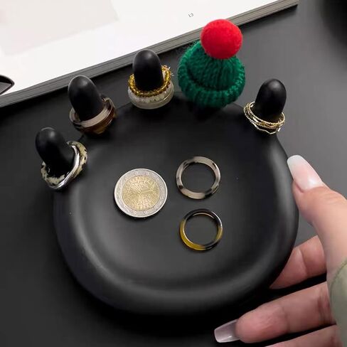 Hand Shape Ring Holder Wedding Engagement Ring Dish,Jewelry Dish Holder Trinket Dish Tray for Women Birthday Christmas Valentines Black in Saudi Arabia